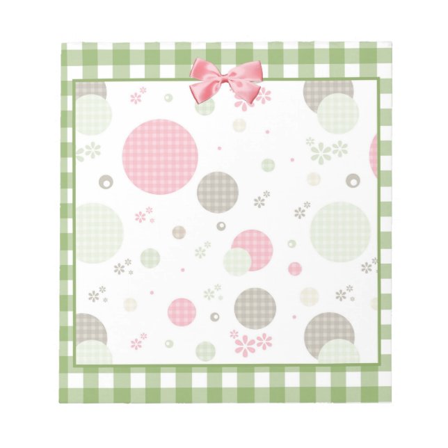 Retro Gingham Polka dots och Daisy Anteckningsblock (Framsida)