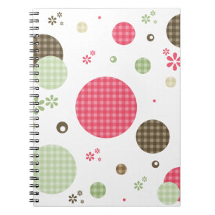 Retro Gingham Polka dots och Daisy Anteckningsbok Med Spiral