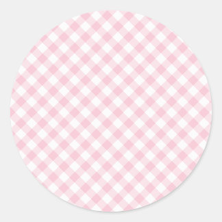 Retro Gingham Rosa Runt Klistermärke