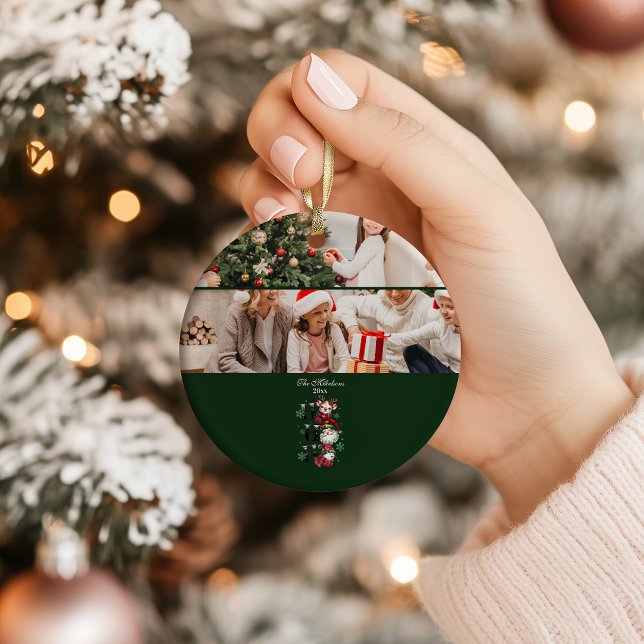 Retro Gingham Santa & Friends Christmas Julgransprydnad Keramik (Skapare uppladdad)