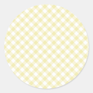 Retro Gingham Smörgul Runt Klistermärke