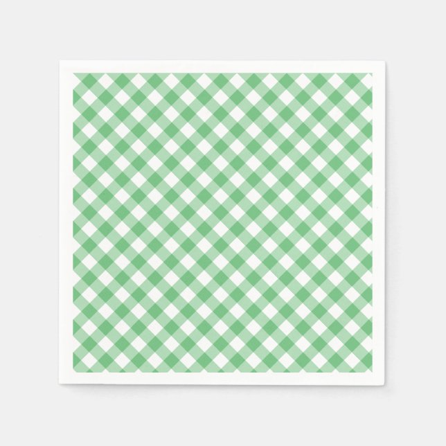 Retro Gingham Sommar Grön Pappersservett (Framsidan)