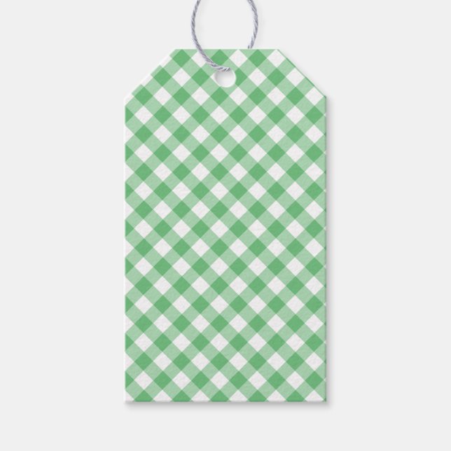Retro Gingham Sommar Grön Presentetikett (Framsidan)