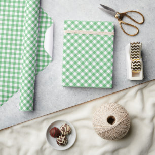 Retro Gingham Sommar Grön Presentpapper