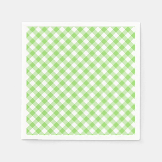 Retro Gingham Spring Green Pappersservett (Framsidan)