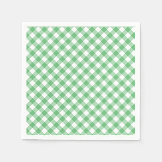 Retro Gingham Summer Green Pappersservett (Framsidan)