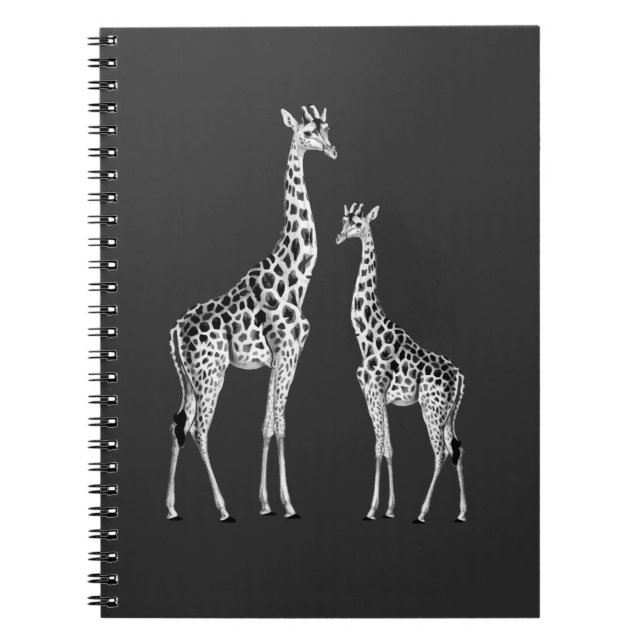 Retro Giraffe Funny Safari Animal Art Anteckningsbok (Framsidan)