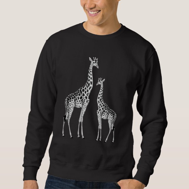 Retro Giraffe Funny Safari Animal Art Lång Ärmad Tröja (Framsida)