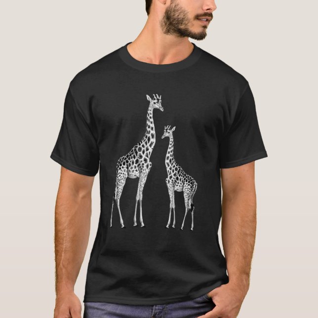 Retro Giraffe Funny Safari Animal Art T Shirt (Framsida)