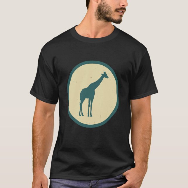 Retro Giraffe Vintage Vild Animal T Shirt (Framsida)