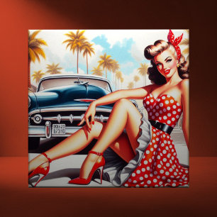 Retro Girl Classic Pin Up Kakelplatta