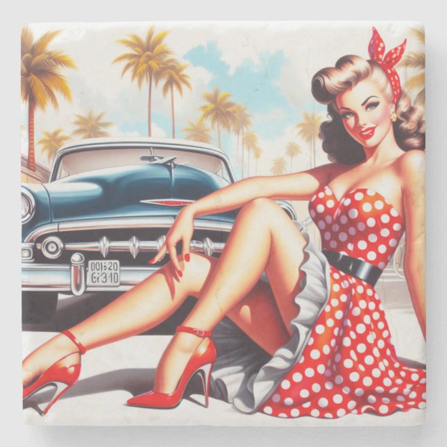 Retro Girl Classic Pin Up Stenunderlägg (Framsidan)