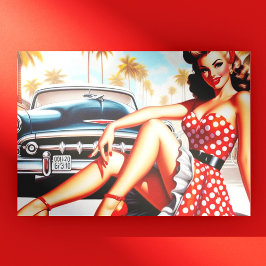 Retro Girl Classic Pin Up Vykort
