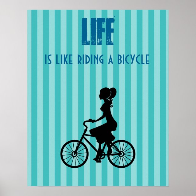 Retro Girl Cyclist - Livet är som att rida en cyke Poster (Framsidan)