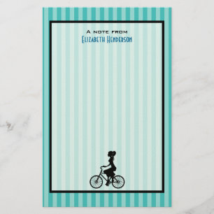 Retro Girl Cyclist Silhouette Brevpapper