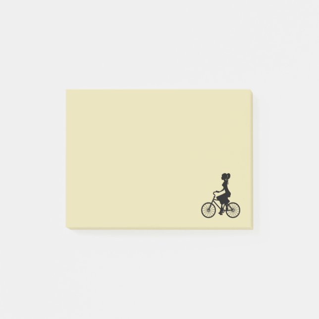 Retro Girl Cyclist Silhouette Post-it Block (Framsida)