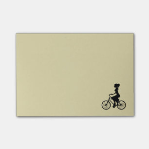Retro Girl Cyclist Silhouette Post-it Block
