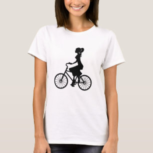 Retro Girl Cyclist Silhouette Tee Shirt