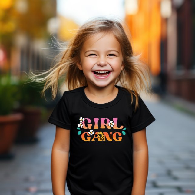 Retro "Girl Gang" Girls Basic T-Shirt (Skapare uppladdad)