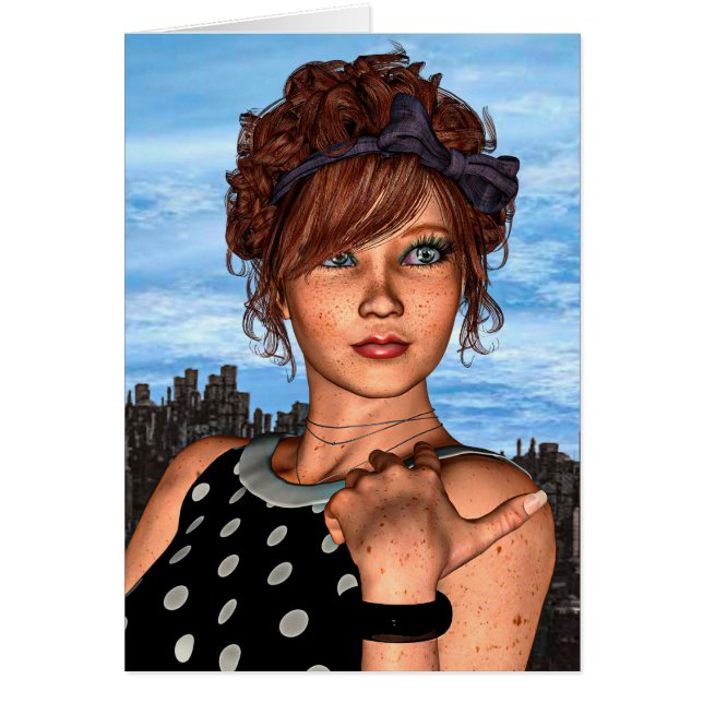 Retro Girl Hälsningskort (Framsidan)