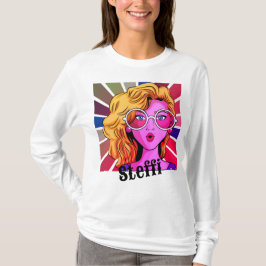 Retro Girl in Smart Goggles Personlig namn T Shirt