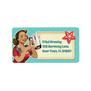 Retro Girl jul Cookie Swap Adress Adressetikett