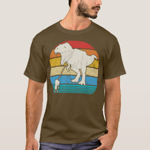 Retro Girl Led TRex Dinosaur Pet on Leach Gift Vin T Shirt
