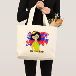Retro Girl Medium Jumbo Tote Bag Tygkasse