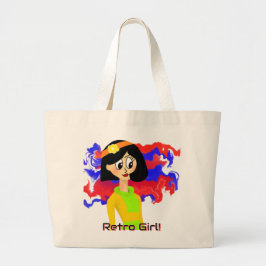 Retro Girl Medium Jumbo Tote Bag Tygkasse