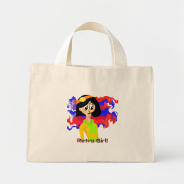 Retro Girl Mini Tote Bag Tygkasse