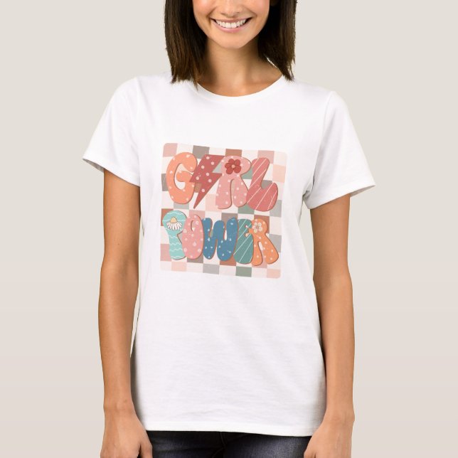 Retro Girl Power T Shirt (Framsida)