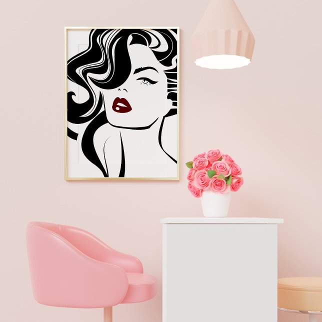 Retro Girl Red läppar Poster (Skapare uppladdad)