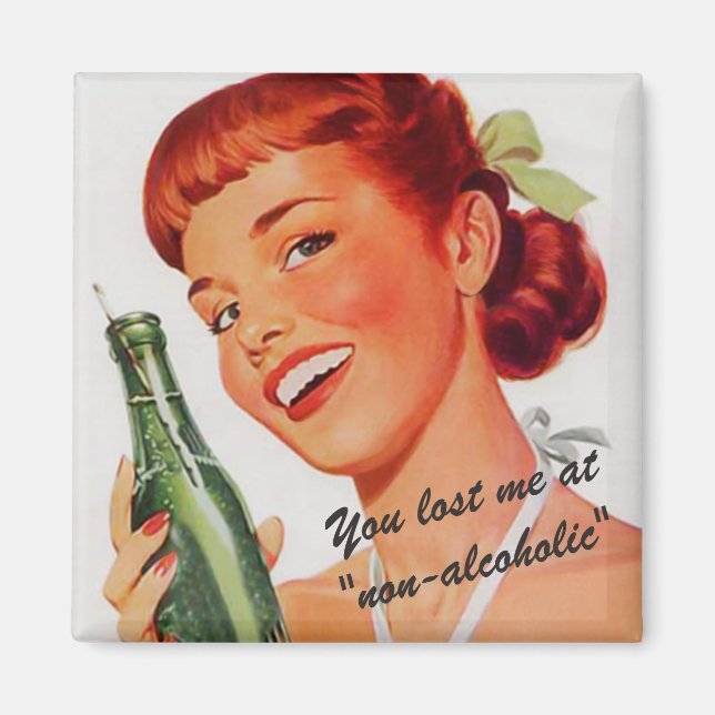Retro Girl Soda Advert Funny Slogan Magnet (Framsidan)