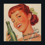 Retro Girl Soda Advert Funny Slogan Trätavla<br><div class="desc">Retro red head som håller en flaska av läsk med en rolig slogan som tillval eller lägger till en egen text.</div>