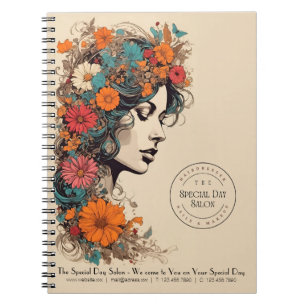 Retro Girl with Flowers in her hair - Business Anteckningsbok