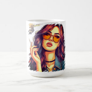 Retro Girl with Sunglasses Kaffemugg
