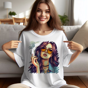 Retro Girl with Sunglasses T Shirt