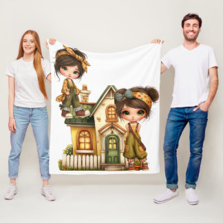 Retro Girls Baby Blanket Fleecefilt