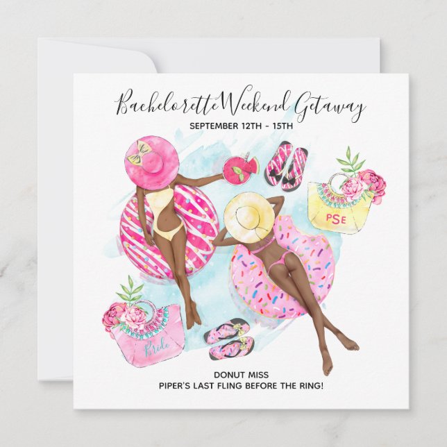 Retro Girls Bachelorette Beach Helg Inbjudningar (Framsida)