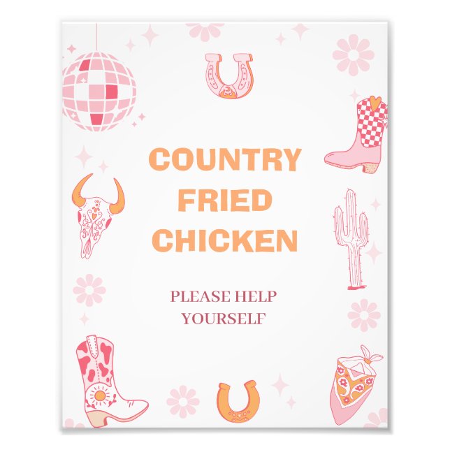 Retro Girls First Rodeo 1:a Birthday Party-tecken Fototryck (Framsidan)