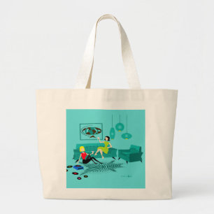 Retro Girls kväll i Jumbo Tote Bag Jumbo Tygkasse
