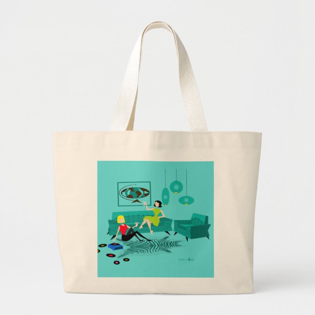 Retro Girls kväll i Jumbo Tote Bag Jumbo Tygkasse (Framsidan)