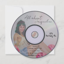 Retro Girl's Music CD Birthday Invitation