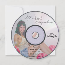 Retro Girls Musik CD Födelsedagsinbjudan