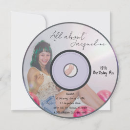 Retro Girls Musik CD Födelsedagsinbjudan Inbjudningar