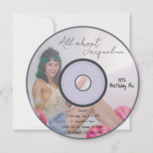 Retro Girls Musik CD Födelsedagsinbjudan Inbjudningar