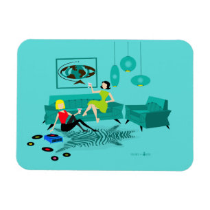Retro Girl's Natt i flexibel magnet