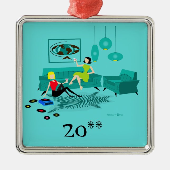 Retro Girl's Natt i julprydnad Julgransprydnad Metall (Framsidan)