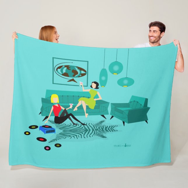Retro Girl's Night in Fleece Blanket (På plats)