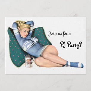 Retro Girl's Night in Sleepover Slumber PJ Party Inbjudningar